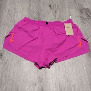 New Nike Aero Swift Running Shorts Purple with Red Check Size Large with tags